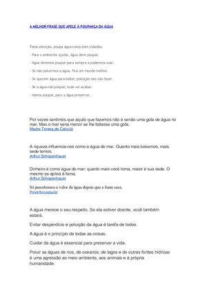 A Melhor Frase Que Apele À Poupança Da ÁGua