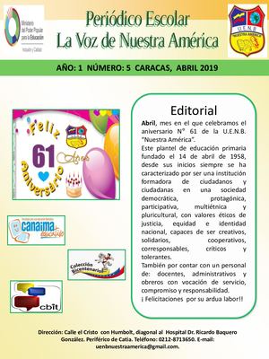 Periódico Escolar Mes De Abril