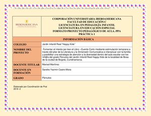 Trabajo De Entrega De La Asignatura De Practica Pedagogica I Formato De Proyecto Pedagogico De Aula