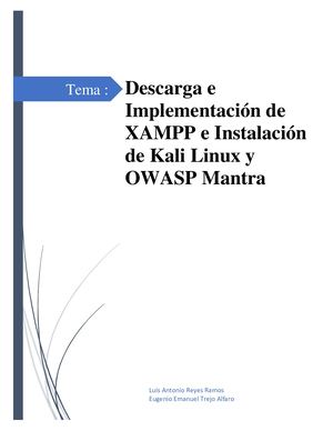 Descarga e Implementación de XAMPP e Instalación de Kali Linux y OWASP Mantra