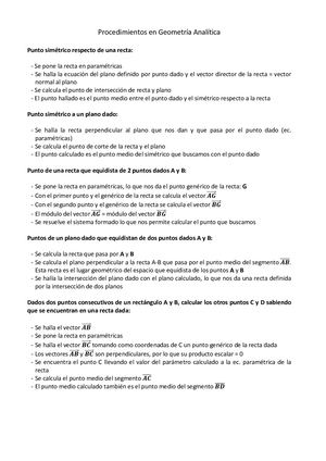 Procedimientos En Geometría Analítica