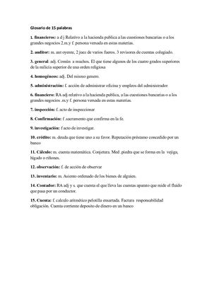 Glosario De 15 Palabras