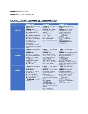 Programación Semanal De Entrenamiento (S 5, 6 Y 7)
