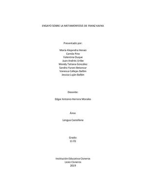 Ensayo De La Metamorfosis De Franz Kafka