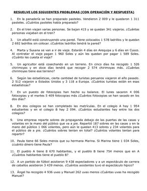 Matemática Problemas Paev Cambio 6 Y Comparación 4 Y 5