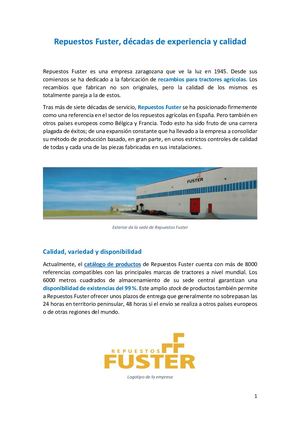 Repuestos Fuster Décadas De Recambios De Tractores