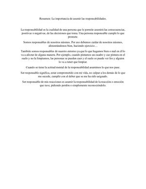 Resumen Esteban Mq La Importancia Asumir Responsabilidades