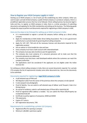 How To Register Your Mlm Company Legally In India