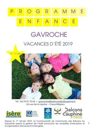 Programme vacances été Gavroche