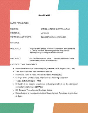 Hoja de vida - curriculum vitae - Daniel Gauta