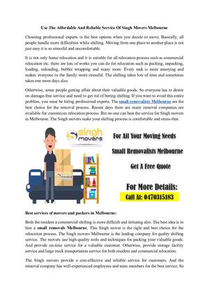 Small Removalists melbourne