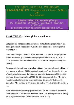 L'objet Global Window Javascript Tome Vii
