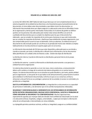 Resuumen De La Norma Iso 10013 Del 2007