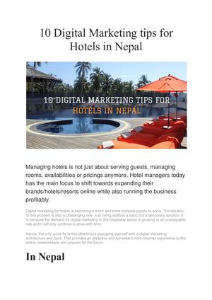 10 Digital Marketing Tips For Hotels In Nepal