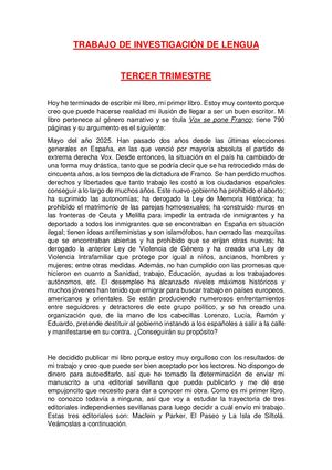 Lengua Trabajo Investigación Tercer Trimestre