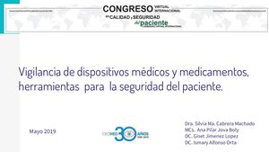 Vigilancia Dispositivos Medicos Y Medicamentos Para La Seguridad Paciente 2019