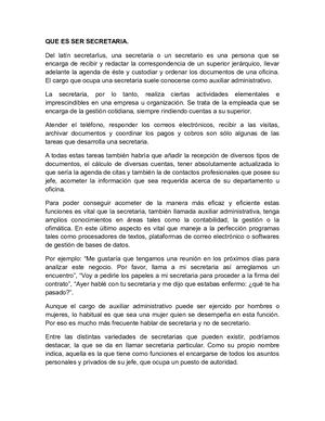 Que es ser secretaria