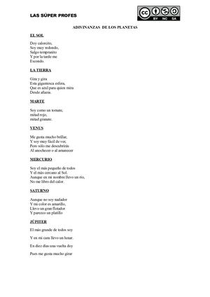Adivinanzas de los planetas