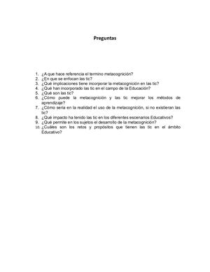 Preguntas Metacognicion