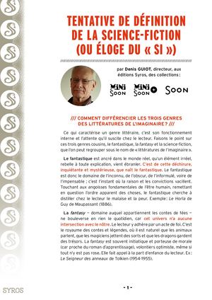 Syros Tentative De Définition De La Science Fiction