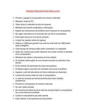 Frases Preventivas Para La Sala De Computo