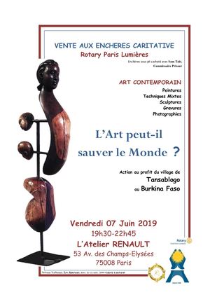 VENTE AUX ENCHERES CARITATIVE - Art contemporain 7 JUIN 2019 - Rotary Club Paris Lumières