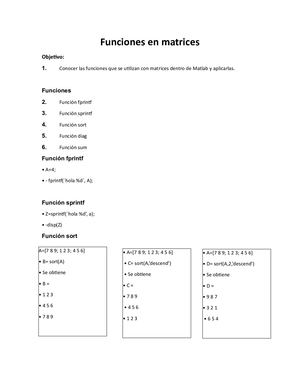 5 Funciones En Matrices