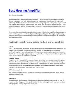 Best Hearing Amplifier