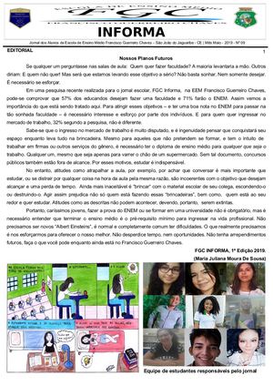 JORNAL ESCOLAR FGC INFORMA - 9ª EDIÇÃO