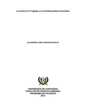 La Ironía En La Tragedia Y En El Intelectualismo Socrático