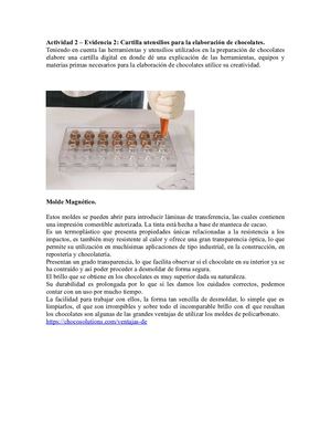 Cartilla Utensilios Para La Elaboración De Chocolates