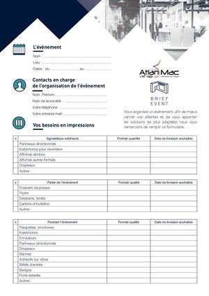 Fiche Brief Événementiel