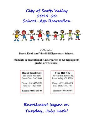 School Age Rec Brochure