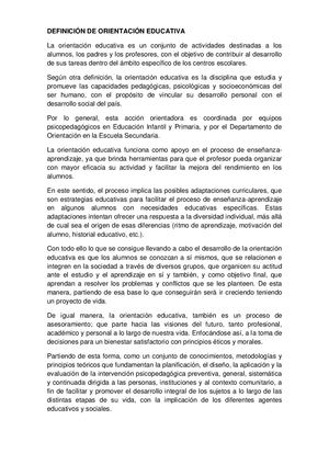 Definición De Orientación Educativa