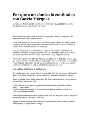 Por Qué A Un Cómico Lo Confunden Con García Márquez