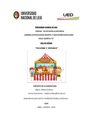 Guía Teatro Y Títeres 5to