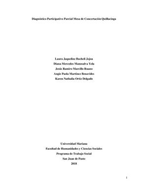 Diagnóstico Participativo Parcial Mesa De Concertación Quillacinga