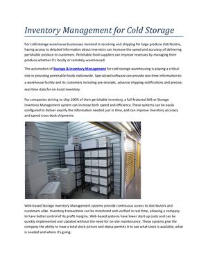 Inventory Management For Cold Storage