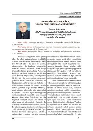 Humanistic pedagogy or humanism in pedagogy