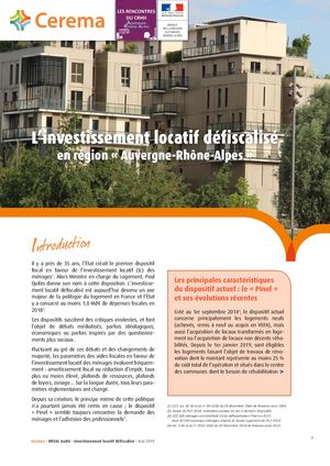 CEREMA - DREAL Auvergne-Rhône-Alpes - Plaquette Investissement Locatif défiscalisé en région "Auvergne-Rhône-Alpes"