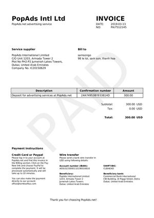 Pop Ads Invoice Pa7512145