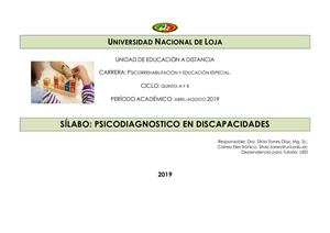 Silabo De Psicodiagnóstico En Discapacidades