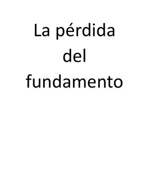 La Pérdida Del Fundamento