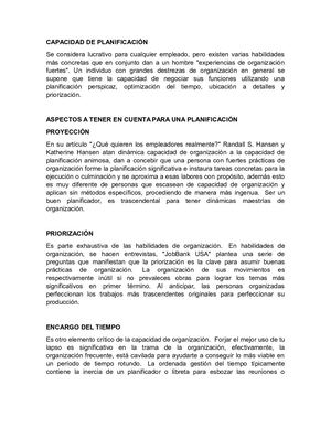 Capacidad De Planificación