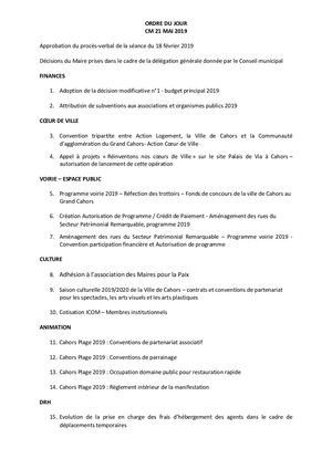 Séance du Conseil municipal du 21 mai 2019