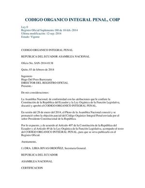 Codigo Organico Integral Penal Coip