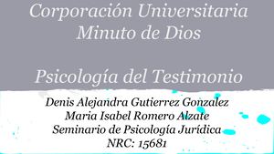 Diapositivas Psicología Del Testimonio