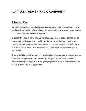 Tarea Vida En Radio Caibarien