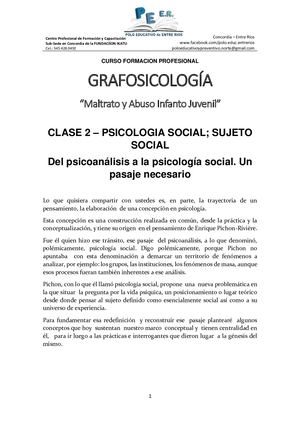 Clase 2 – Psicologia Social Sujeto Social