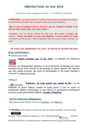 Préparation Bac 2019